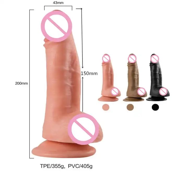 Gode réaliste de qualité XL, liquide doux et flexible avec ventouse très forte sextoy pour masturbation hommes femmes couples pénis stimulation vaginale et anale du point G BYYJ-071 20 cm