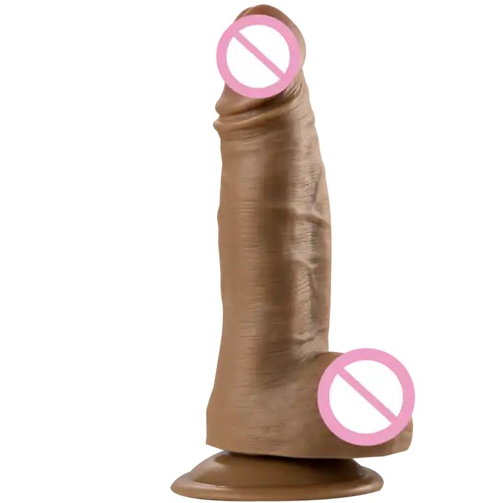 Gode réaliste de qualité XL, liquide doux et flexible avec ventouse très forte sextoy pour masturbation hommes femmes couples pénis stimulation vaginale et anale du point G BYYJ-071 20 cm