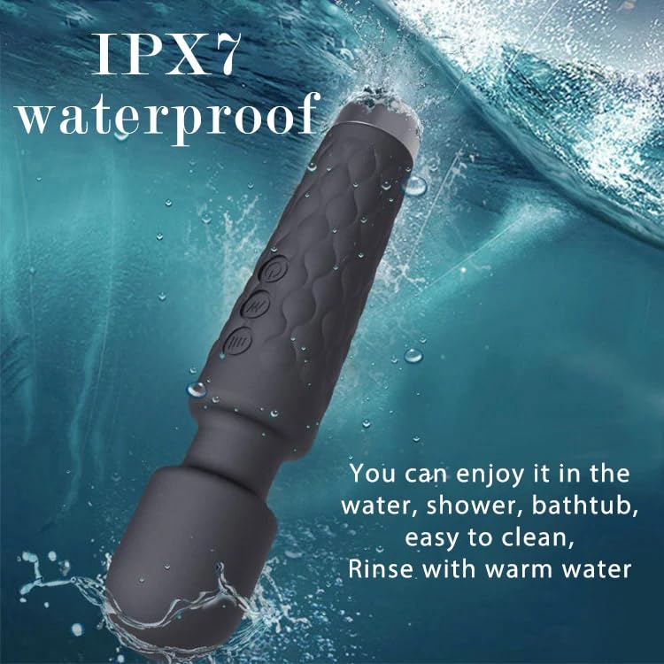Vibromasseur wand portative, souple, flexible, puissant, masseur de tissus pour la tête, le corps, les muscles du dos, vibrateur pour hommes, femmes, couples, stimulation, étanche, silencieux, double rechargeable, silicone, 20 modes, 8 vitesses