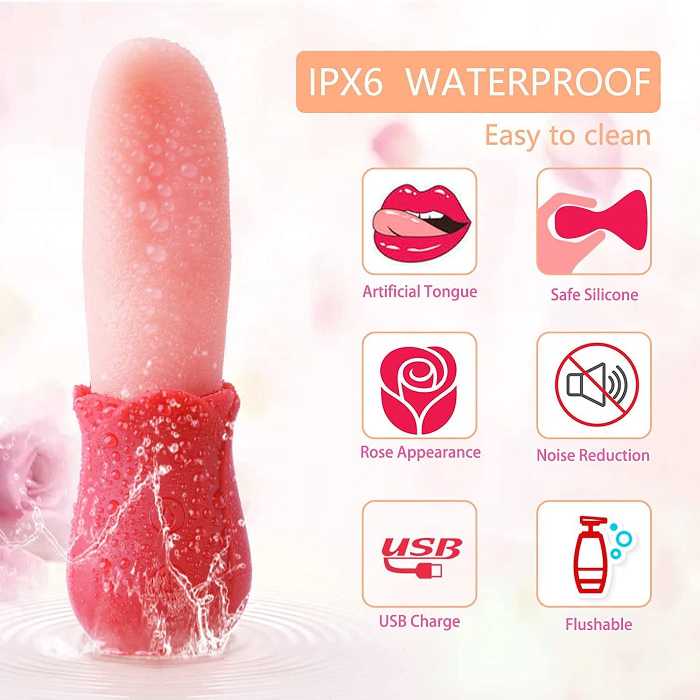 Vibromasseur en forme langue, stimulateur clitoridien, masseur pour les seins, cadeau silencieux pour femme, vibromasseur forme langue à ondes de pression avec sensation réaliste, stimulateur de clitoris
