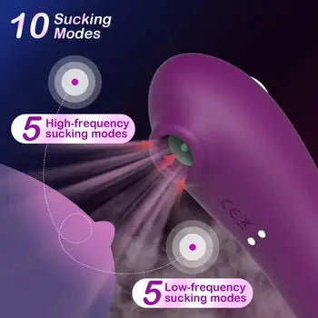 Premium Clitoral Stimulator with 10 Vibrating Modes - Sucking & Licking Adult Toy