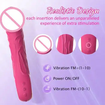 Realistic Dildo Vibrator for Women - 10 Vibration Modes, G-Spot & Clitoral Stimulator, Waterproof Rose Toy