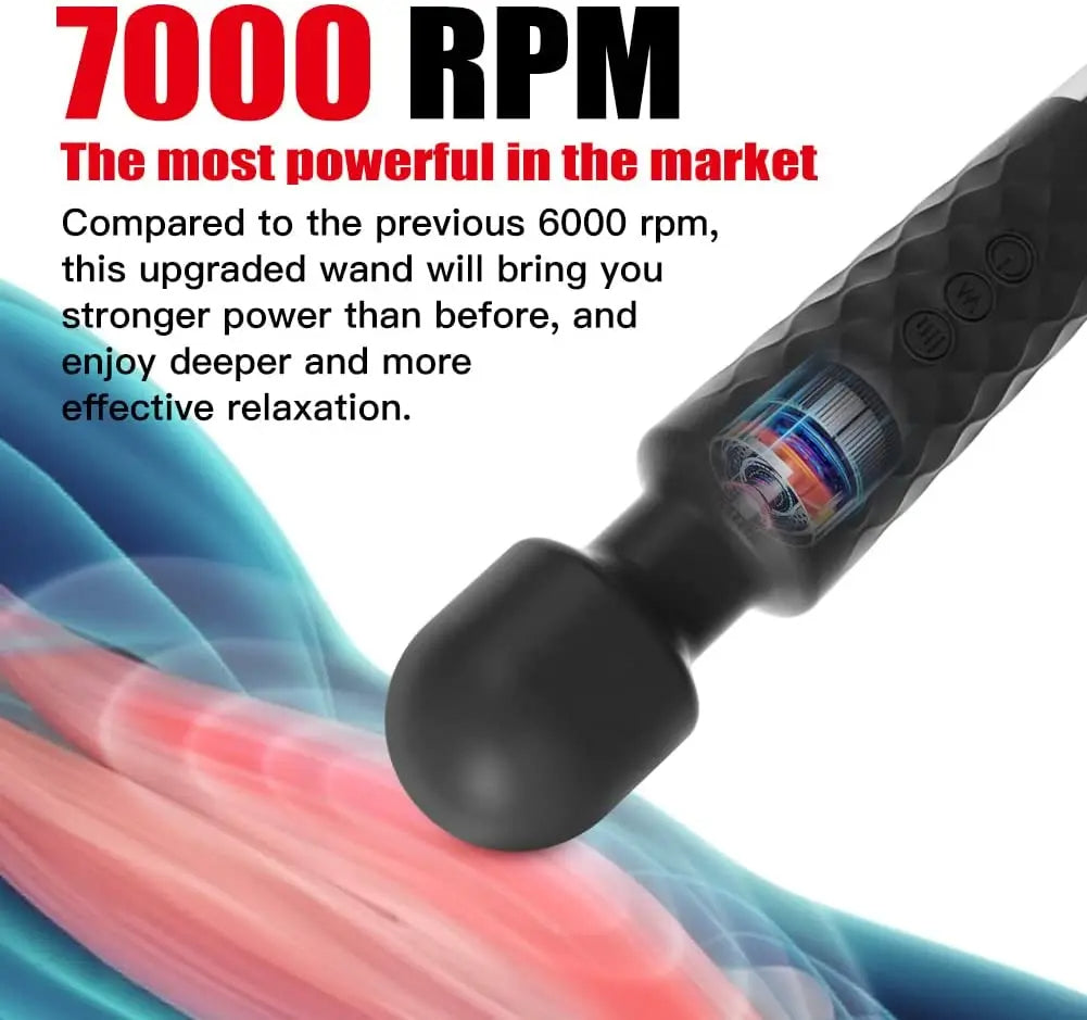 Vibromasseur wand portative, souple, flexible, puissant, masseur de tissus pour la tête, le corps, les muscles du dos, vibrateur pour hommes, femmes, couples, stimulation, étanche, silencieux, double rechargeable, silicone, 20 modes, 8 vitesses
