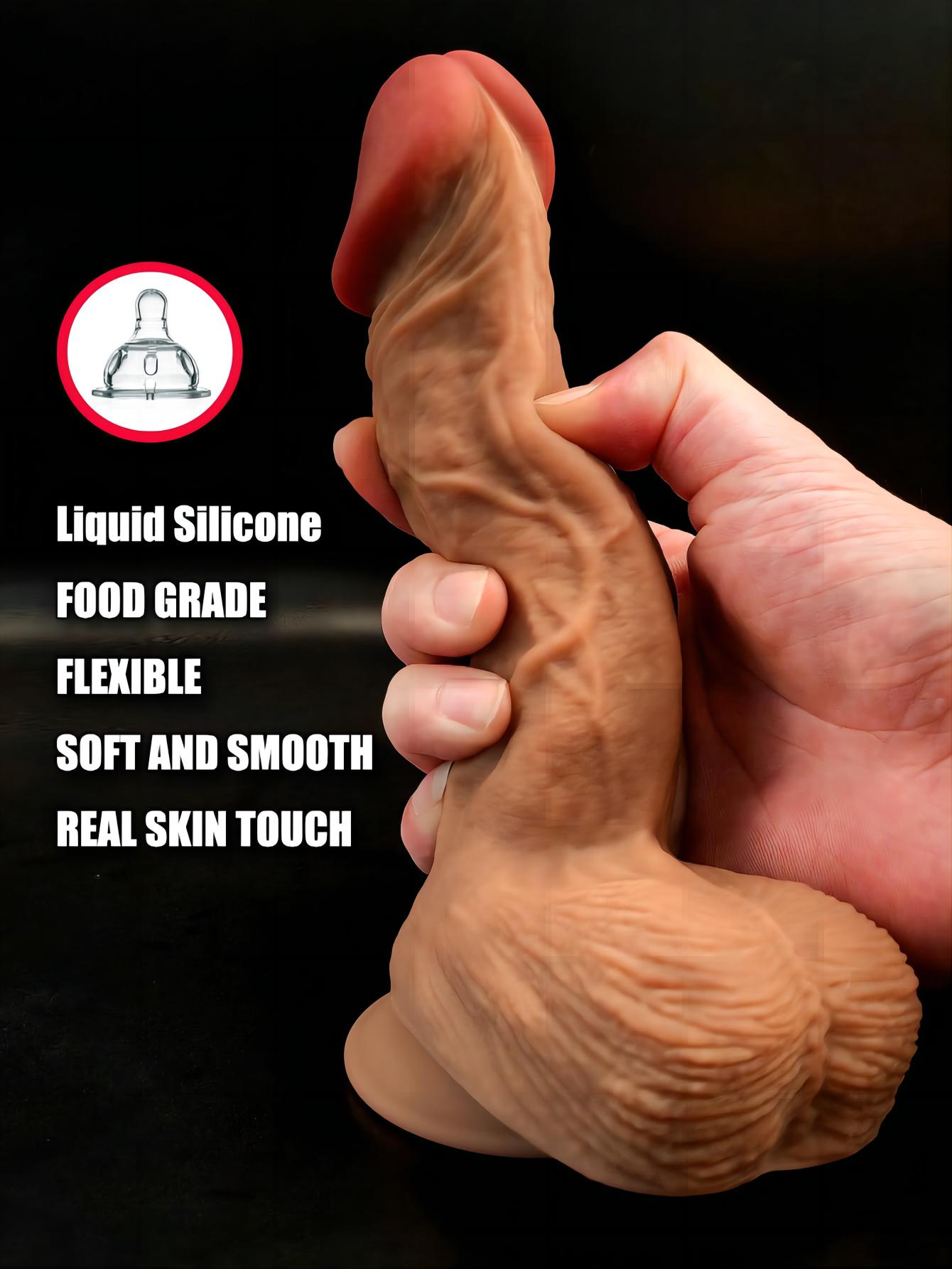 Quality Realistic Dildo, Liquid Soft Silicone with Very Strong Suction Cup sextoy for Masturbation Men Women Couples Penis Vaginal and Anal G-Spot Stimulation 11631 20cm