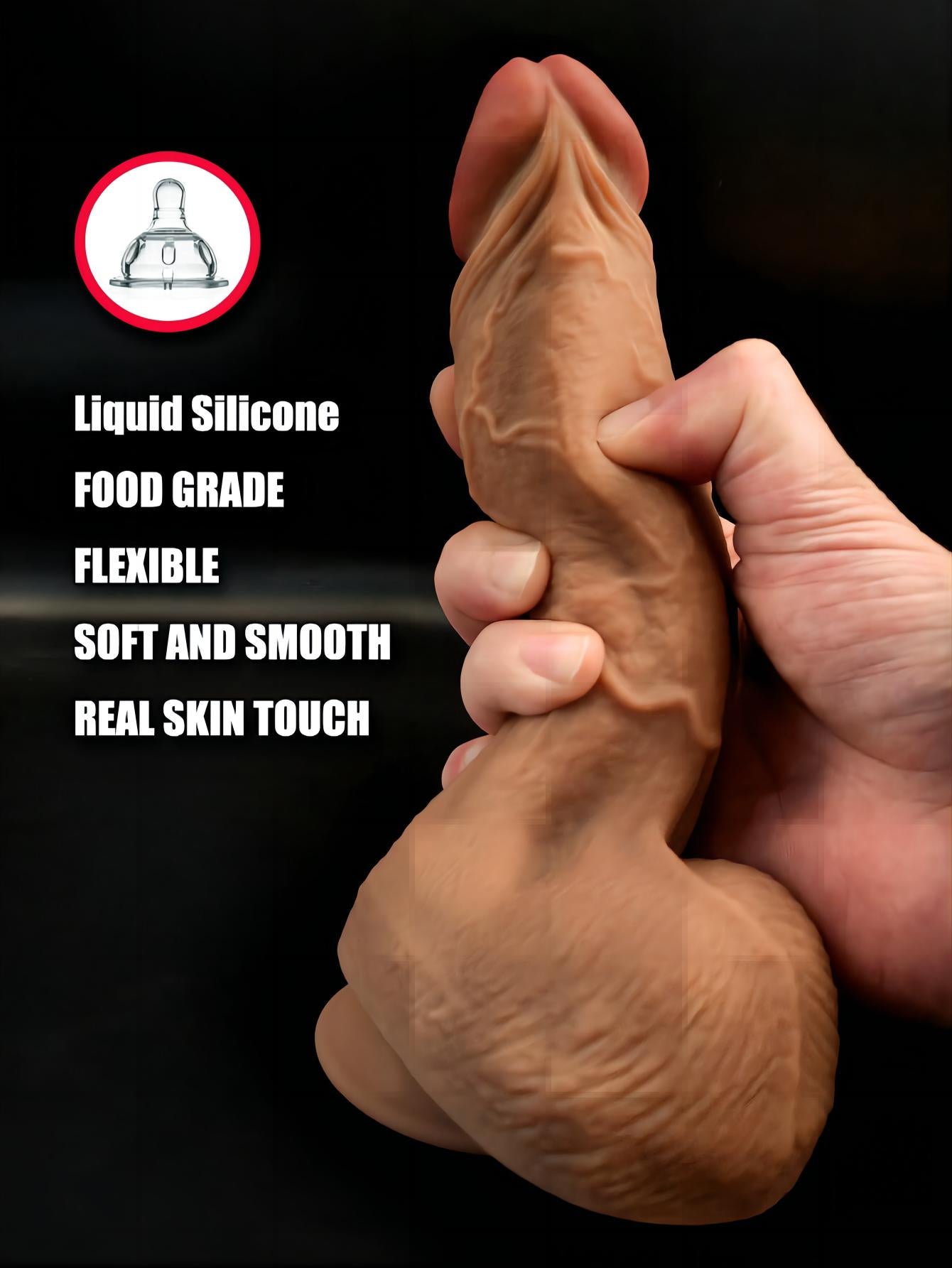 Quality Realistic Dildo, Liquid Soft Silicone with Very Strong Suction Cup sextoy for Masturbation Men Women Couples Penis Vaginal and Anal G-Spot Stimulation 11827 20cm