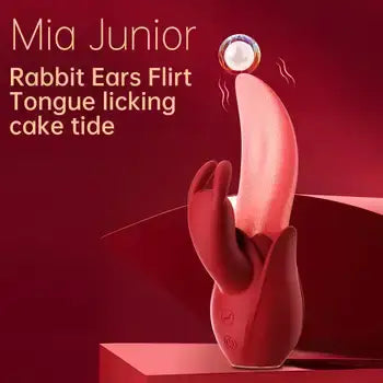 2-in-1 Tongue Licking Sucking Rabbit Vibrator with Thrusting Dildo - Sex Toys