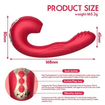 3-in-1 Nipple Suction G Spot Vibrator with Powerful Clitoral Stimulation and Long Dildo - Sex Toys