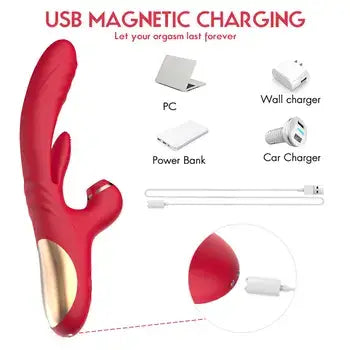 3-in-1 Rabbit Vibrator with G-Spot Stimulation and Tongue Sucking - Sex Toys