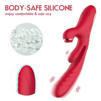3-in-1 Rabbit Vibrator with G-Spot Stimulation and Tongue Sucking - Sex Toys