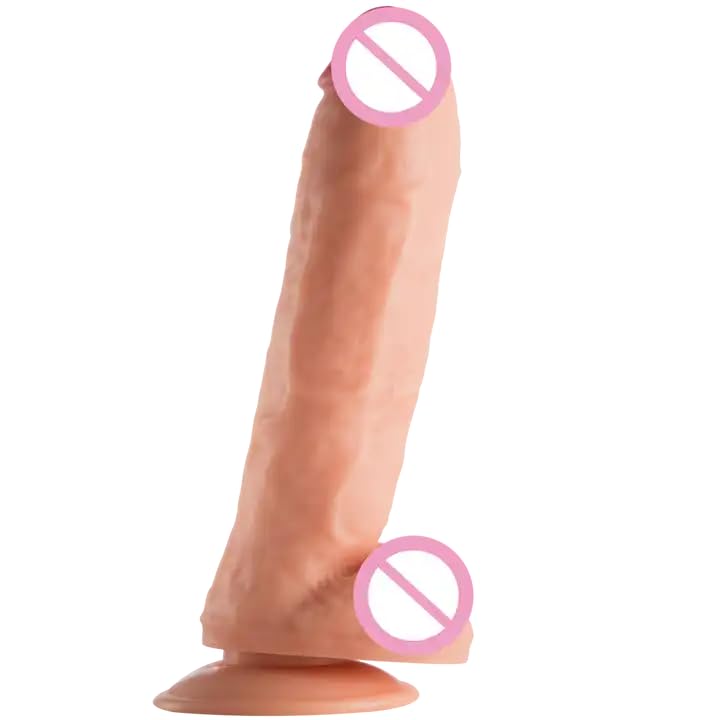 Quality Realistic Dildo XXL, Liquid Soft Silicone with Very Strong Suction Cup sextoy for Masturbation Men Women Couples Penis Vaginal and Anal G-Spot Stimulation BYYJ-093 30cm