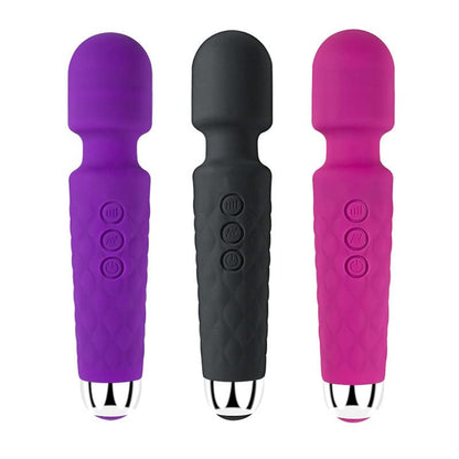 Handheld Vibrating Wand Soft Flexible Powerful Tissue Massager for Head Body Muscle Back Vibrator for Men Women Couples Stimulation Waterproof Quiet Double Rechargable Silicone 20 Modes 8 speeds