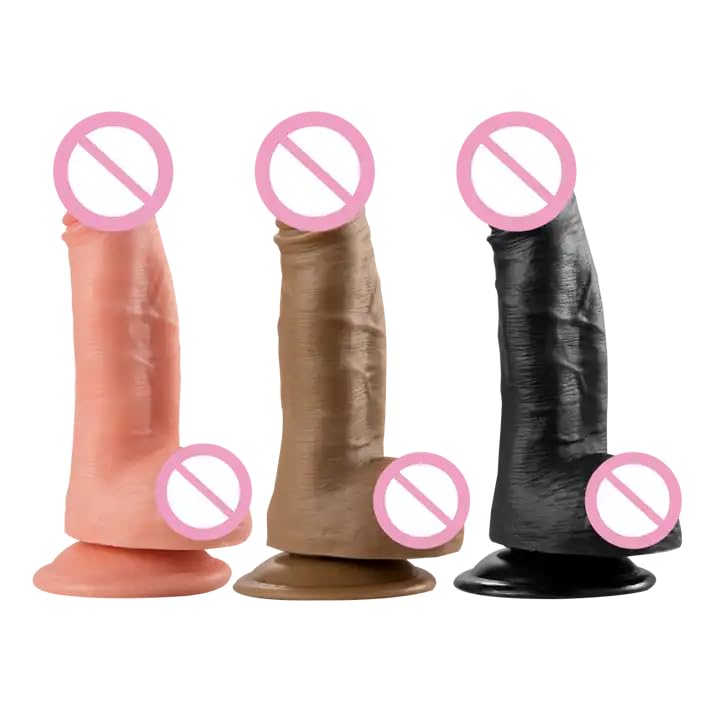 Quality Realistic Dildo XL, Liquid Soft Flexible with Very Strong Suction Cup sextoy for Masturbation Men Women Couples Penis Vaginal and Anal G-Spot Stimulation BYYJ-071 20cm