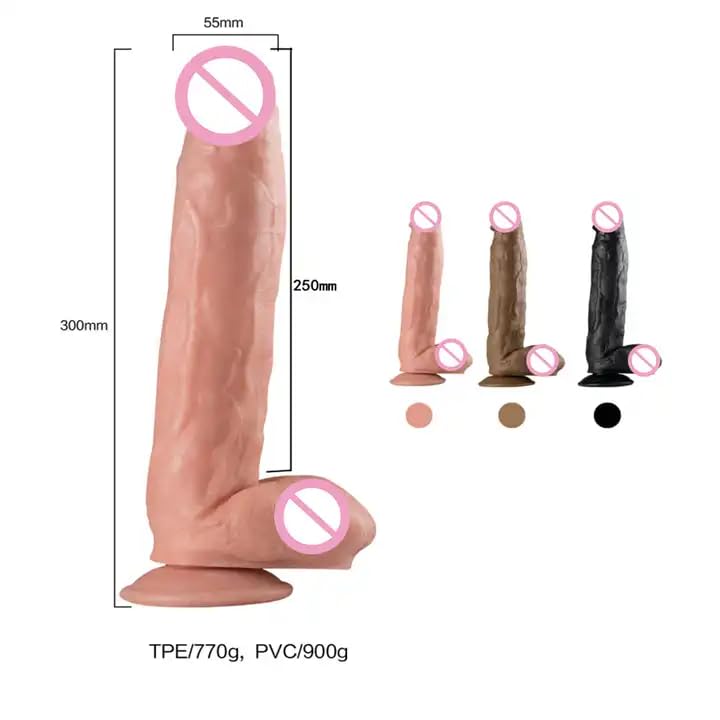 Kvalitet Realistisk Dildo XXL, flytende Myk Fleksibel med veldig sterk sugekopp sexleketøy for onani Menn Kvinner Par Penis Vaginal og anal G-punktstimulering BYYJ-058 30cm