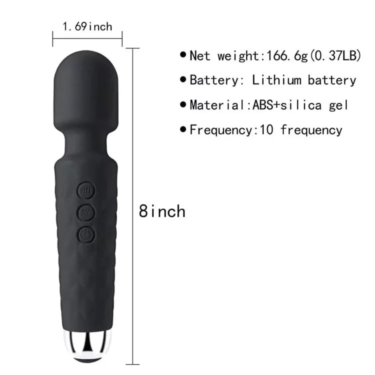 Handheld Vibrating Wand Soft Flexible Powerful Tissue Massager for Head Body Muscle Back Vibrator for Men Women Couples Stimulation Waterproof Quiet Double Rechargable Silicone 20 Modes 8 speeds