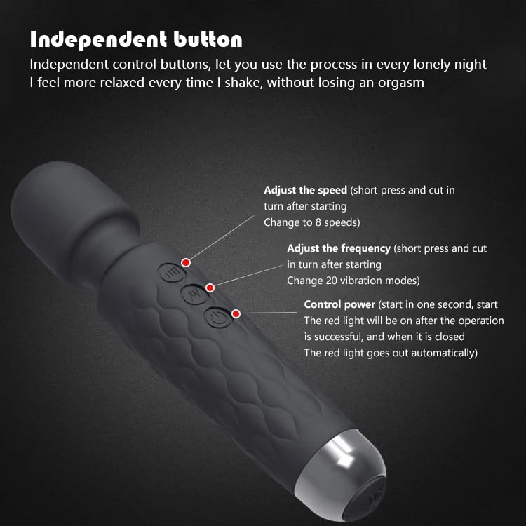 Handheld Vibrating Wand Soft Flexible Powerful Tissue Massager for Head Body Muscle Back Vibrator for Men Women Couples Stimulation Waterproof Quiet Double Rechargable Silicone 20 Modes 8 speeds