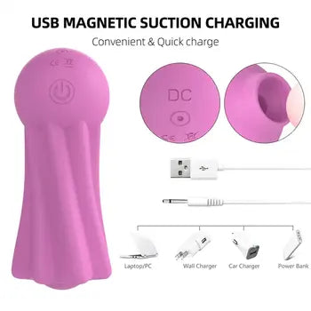 Vibratur tal-G-Spot forma ta' qarnita b'Ġbid u Stimulazzjoni Klitorali roża b'iċċarġjar manjetiku USB, Kunsinna bla ħlas, Jintbagħat fi żmien 24 siegħa