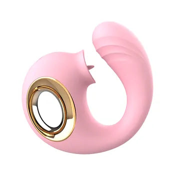 Izliekts silikona klitora piesūcējs un vibrators ar G-punkta stimulatoru rozā krāsā ar bezmaksas piegādi un diskrētu iepakojumu