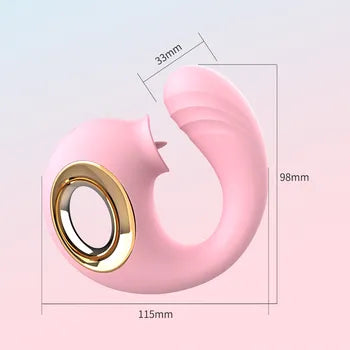 Izliekts silikona klitora piesūcējs un vibrators ar G-punkta stimulatoru rozā krāsā ar bezmaksas piegādi un diskrētu iepakojumu