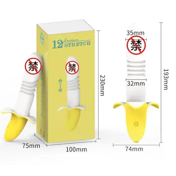 USB Rechargeable 12-Speed Telescopic G-Spot Vibrator - Waterproof Banana Dildo