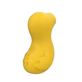 Gelber Silikon-Vibrator in Eiform mit Klitoris-Saugfunktion, abgebildet in leuchtendem Gelb mit ergonomischem, glattem Design. Kostenloser Versand.