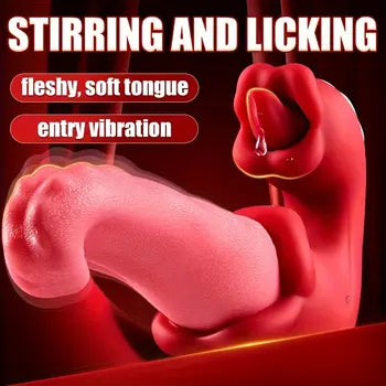 4-in-1 Rose Vibrator with Tongue Licking, Thrusting, Sucking & G-Spot Stimulation