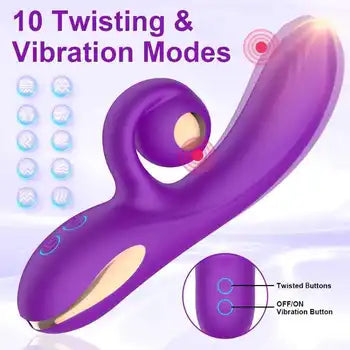 Vibrator premium reîncărcabil USB tip iepure cu stimulare a punctului G cu 10 viteze și aspirație clitorală, livrare gratuită, ambalaj discret