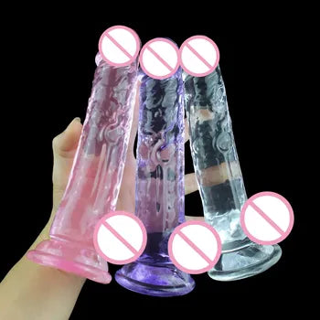 Dildo tal-Kristall Realistiku tat-TPE - Penis Artifiċjali Vibranti Extra Kbir għan-Nisa - Artab u Sikur