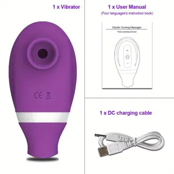 Vibratur Vjola 2 f'1 li Jiġbed u Jilgħaq għall-Istimulazzjoni tal-Bżieżel Klitorali b'manwal għall-utent u kejbil tal-iċċarġjar, Tbaħħir B'Xejn