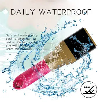 Discreet Lipstick Vibrator with 10 Speeds for G-Spot & Clit Stimulation - Waterproof