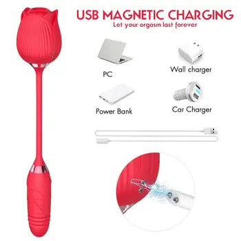Vibratore a forma di uovo Rose Thrusting, stimolatore clitorideo con potente aspirazione e vibrazione, dildo con spedizione gratuita e imballaggio discreto.