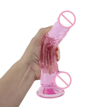 Dildo tal-Kristall Realistiku tat-TPE - Penis Artifiċjali Vibranti Extra Kbir għan-Nisa - Artab u Sikur