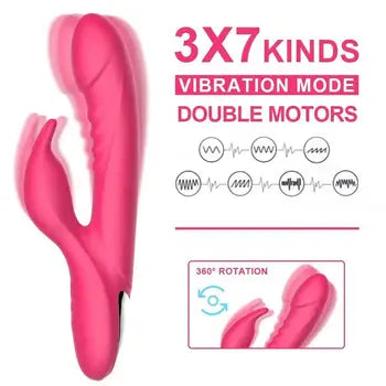 Vibratore a forma di coniglio di alta qualità con stimolazione del punto G e vibrazioni potenti, colore rosa, con 3x7 modalità e spedizione gratuita.