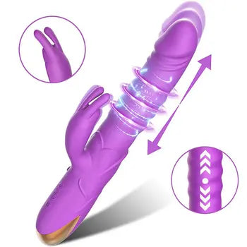 Prémiový vibrátor 2 v 1 Rabbit s tlačením a stimulací G-bodu ve fialové barvě s dopravou zdarma, odeslání do 24 hodin.
