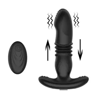 Wireless Remote Control Anal Butt Plug Vibrator with Thrusting and Vibration for Prostate Massage