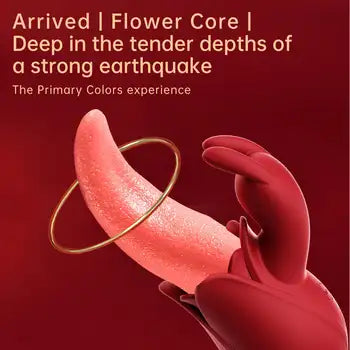 2-in-1 Tongue Licking Sucking Rabbit Vibrator with Thrusting Dildo for Women