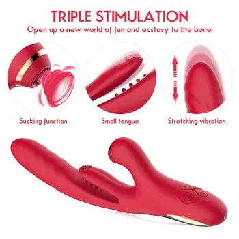 3-in-1 Women's Rabbit Vibrator with G-Spot Stimulation & Tongue Sucking