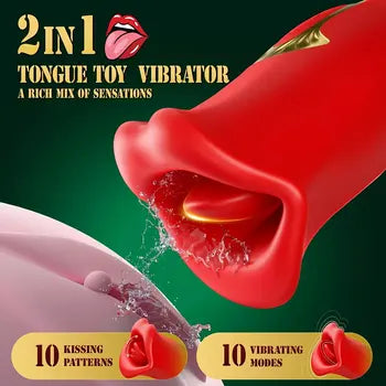 Sensual Tongue Licking Vibrator Multi-Speed Clitoral and Nipple Stimulator - Sex Toys