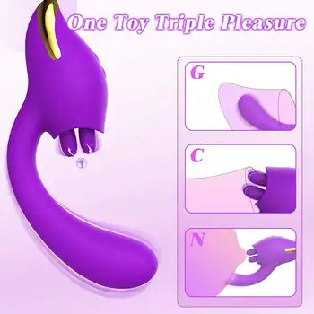 Dildo u Vibratur Klitorali Vjola 2-f'1 b'10 Modi ta' Vibrazzjoni Qawwija għall-Istimulazzjoni Klitorali u tal-G-Spot, Tbaħħir B'Xejn