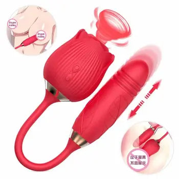 Rose Thrusting Vibrator Egg Clitoris Sucker Stimulator for Women - Powerful Sucking & Vibrating Dual Pleasure