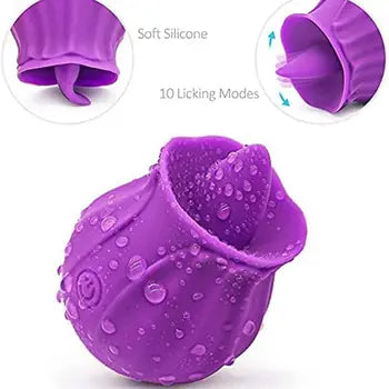 Vibrator senzual cu trandafir pentru lins limbă, stimulator clitoridian impermeabil și silențios, cu 10 moduri de lins și livrare gratuită.