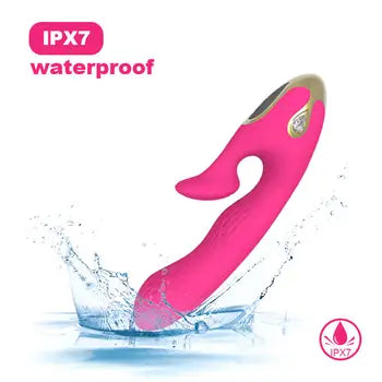 Uppladdningsbar silikon G-punktsvibrator med rosafärgad USB-funktion, visad vattentät med stänkskydd och IPX7-klassning. Fri frakt. Skickas inom 24 timmar.