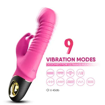 Silikónové vibračné dildo v tvare králika na stimuláciu G-bodu a klitorisu s výkonnými vibráciami a 9 režimami, doprava zadarmo