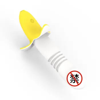 Vodotesné vibračné dildo v tvare banánu s variabilnou dĺžkou a flexibilným žlto-bielym dizajnom. Doprava zdarma. Odosiela sa do 24 hodín.