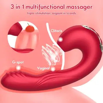 Vibratur 3 f'1 Nipple Suction G Spot b'Stimulazzjoni Klitorali Qawwija u Dildo Twil li juri żoni ta' stimulazzjoni mmirati. Tbaħħir B'Xejn.