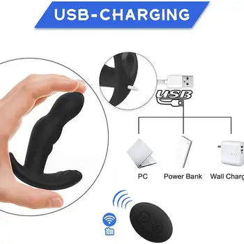 Masajeador de próstata premium con control remoto para hombres con 10 modos de vibración.