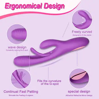 Vibromasseur lapin étanche haut de gamme avec double stimulation pour un plaisir ultime, de couleur violette, avec un design ergonomique, incurvé et ondulé, et livraison gratuite.