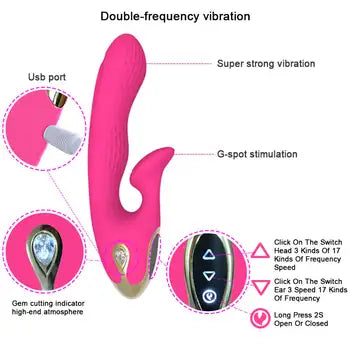Uppladdningsbar Rose Silikon G-punktsvibrator Diskret USB Njutningsstav med dubbelfrekvensvibration och ergonomisk design Fri frakt