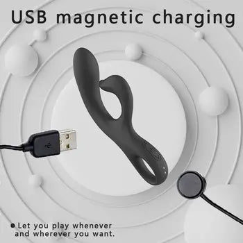 Potente vibratore a forma di coniglio per donne, doppia stimolazione clitoridea e del punto G, massaggiatore vibrante con ricarica magnetica USB, spedizione gratuita.