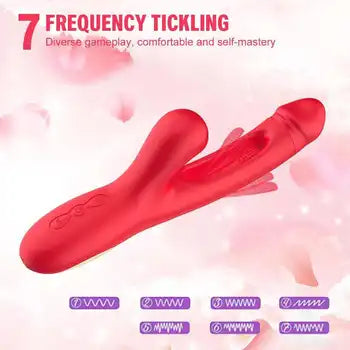 Vibromasseur lapin haut de gamme avec double stimulation du point G et du clitoris, rouge, avec 7 modes de vibration, livraison gratuite, expédié sous 24h.