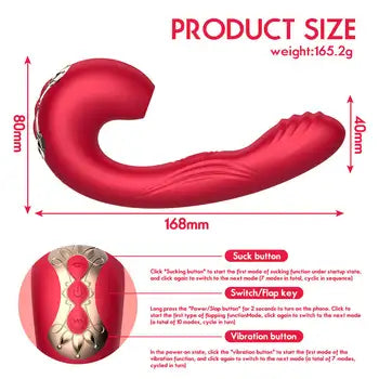 3-in-1 Nipple Suction G Spot Vibrator with Powerful Clitoral Stimulation & Long Dildo